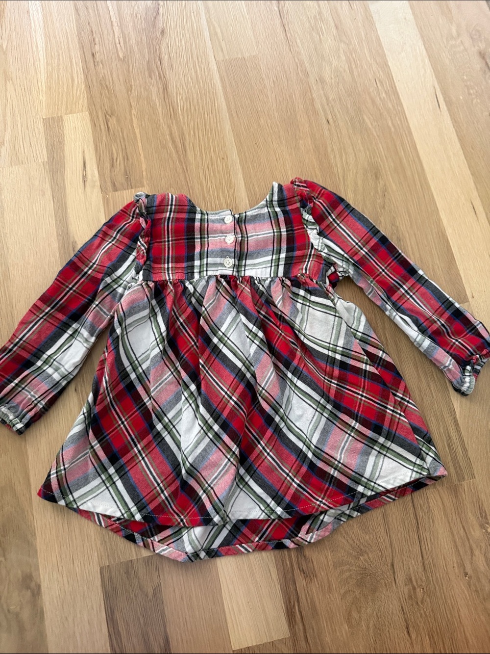 Cat & Jack Red Plaid Long-Sleeve Dress Top